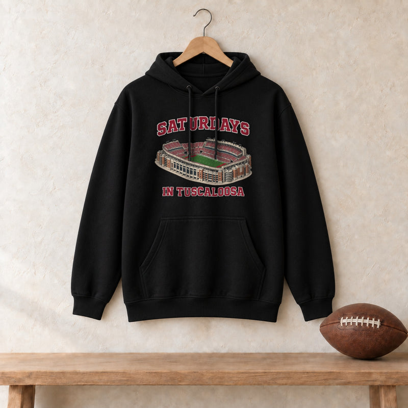Color Black, Saturdays in Tuscaloosa Unisex Heavy Blend Hoodie in black