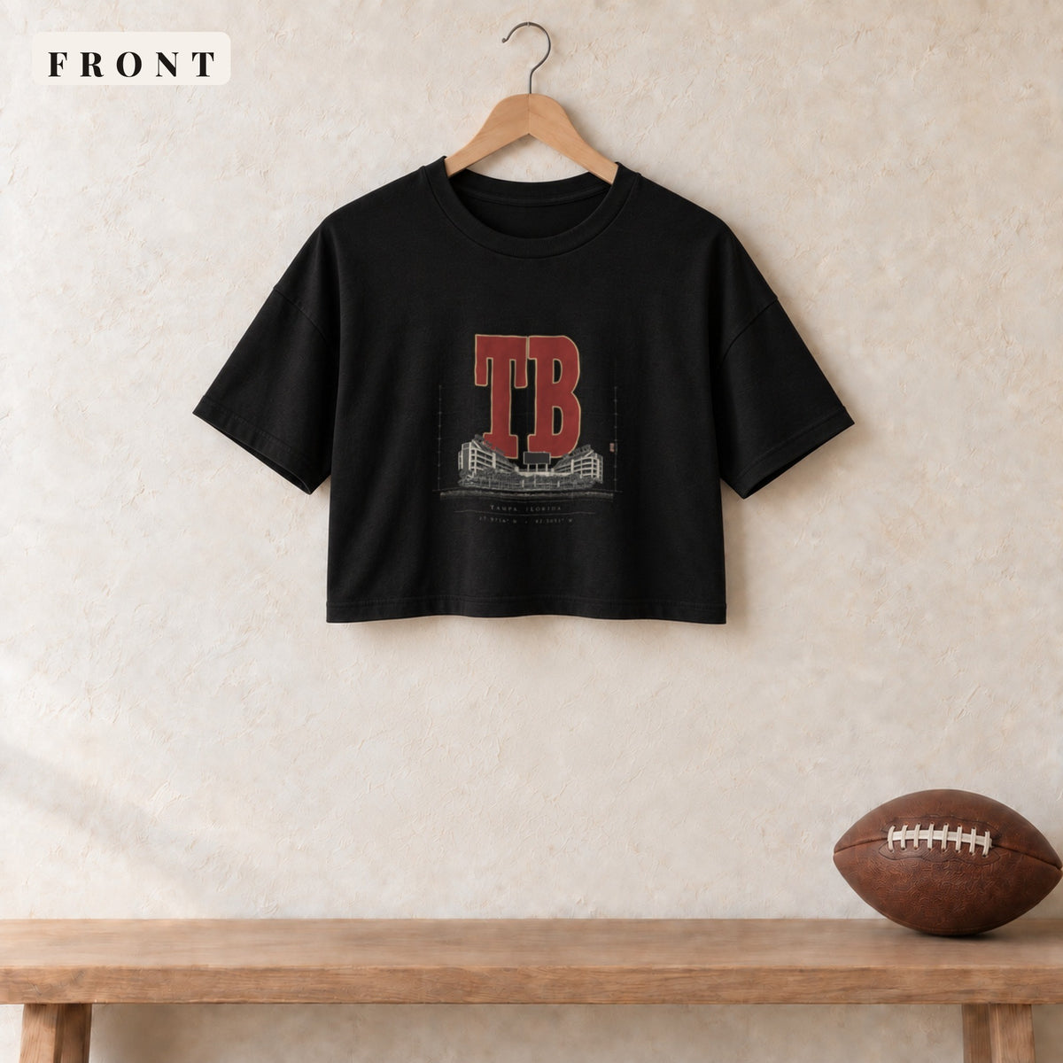 Women's Crop Tee · Black · front · Tampa Bay Blueprint City women's crop tee in black