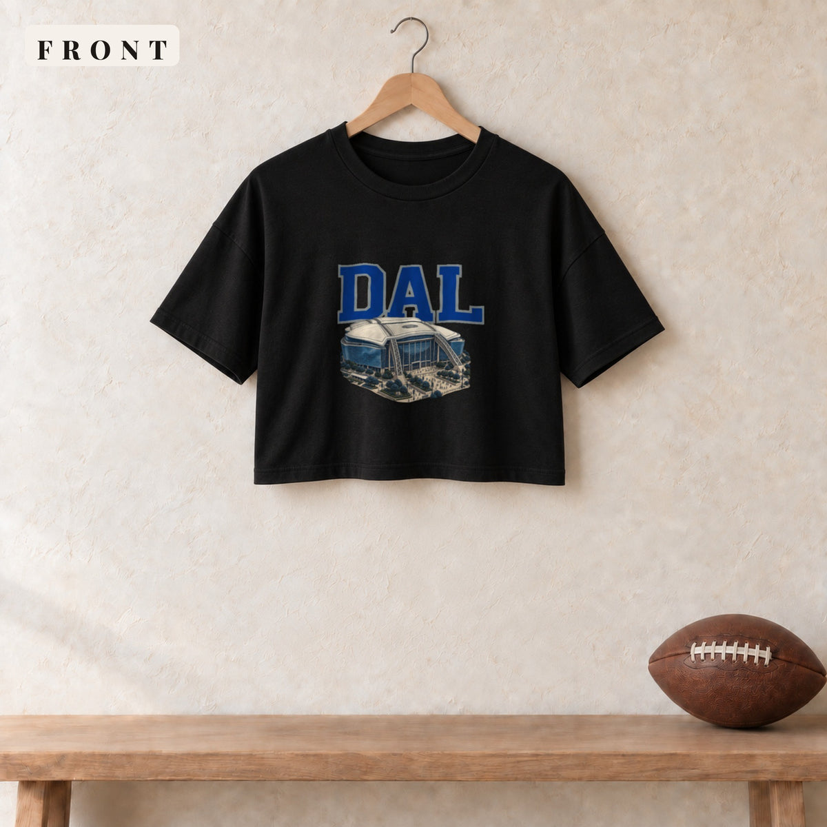 Women's Crop Tee · Black · front · Dallas Home Field Advantage women's crop tee in black