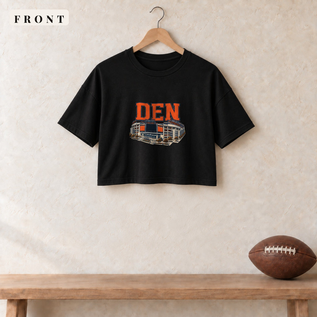 Women's Crop Tee · Black · front · Denver Home Field Advantage women's crop tee in black