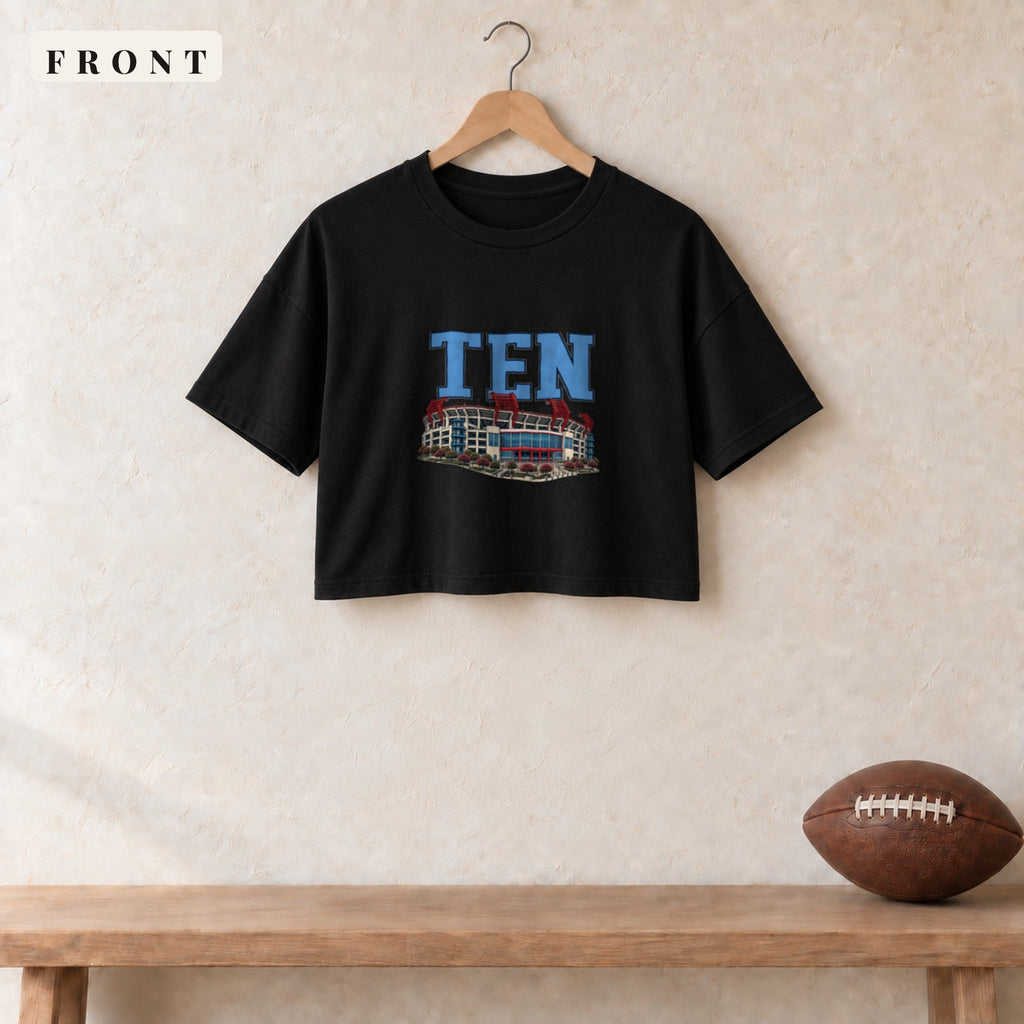 Women's Crop Tee · Black · front · Tennessee Home Field Advantage women's crop tee in black