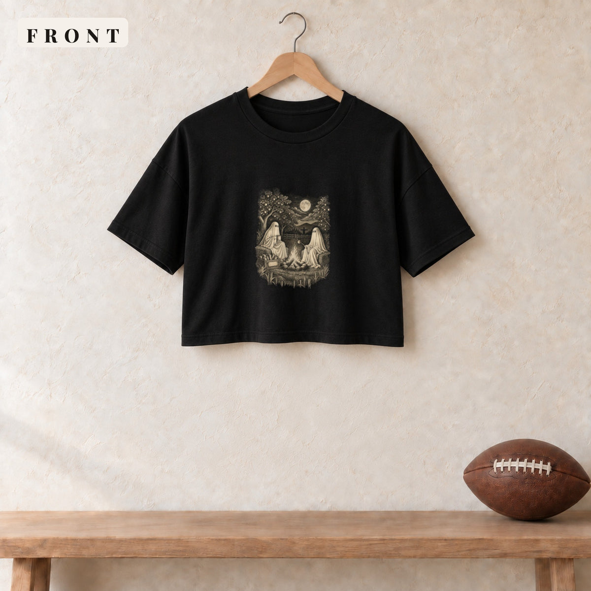 Women's Crop Tee · Black · front · All Hollow's Eve Orchard Ghost Stories women's crop tee in black