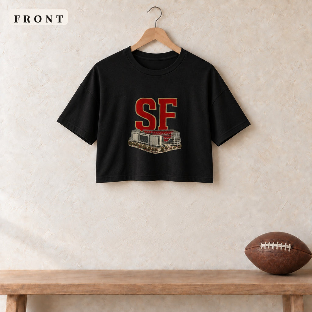 Women's Crop Tee · Black · front · San Francisco Home Field Advantage women's crop tee in black