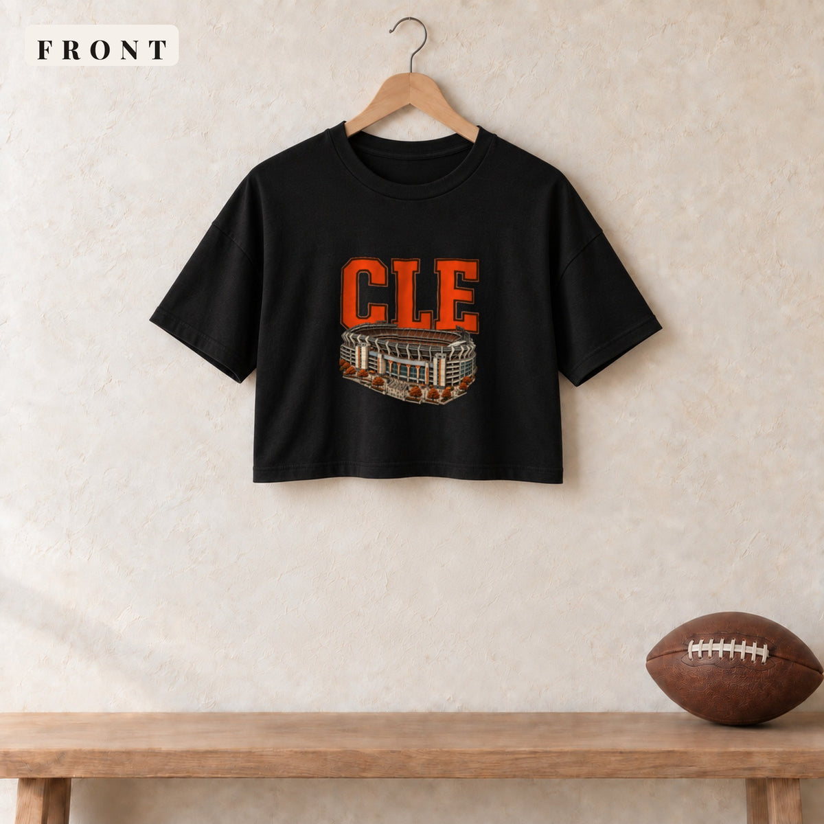 Women's Crop Tee · Black · front · Cleveland Home Field Advantage women's crop tee in black