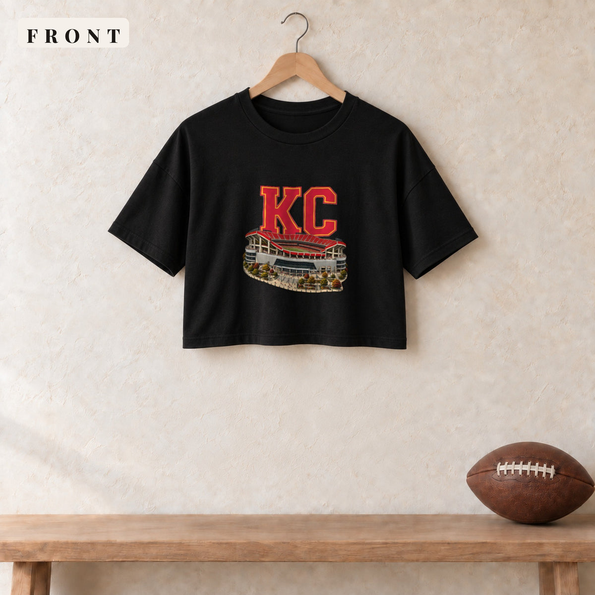 Women's Crop Tee · Black · front · Kansas City Home Field Advantage women's crop tee in black