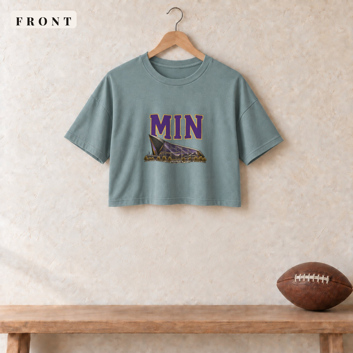 Women's Crop Tee · Mineral · front · Minnesota Home Field Advantage women's crop tee in mineral