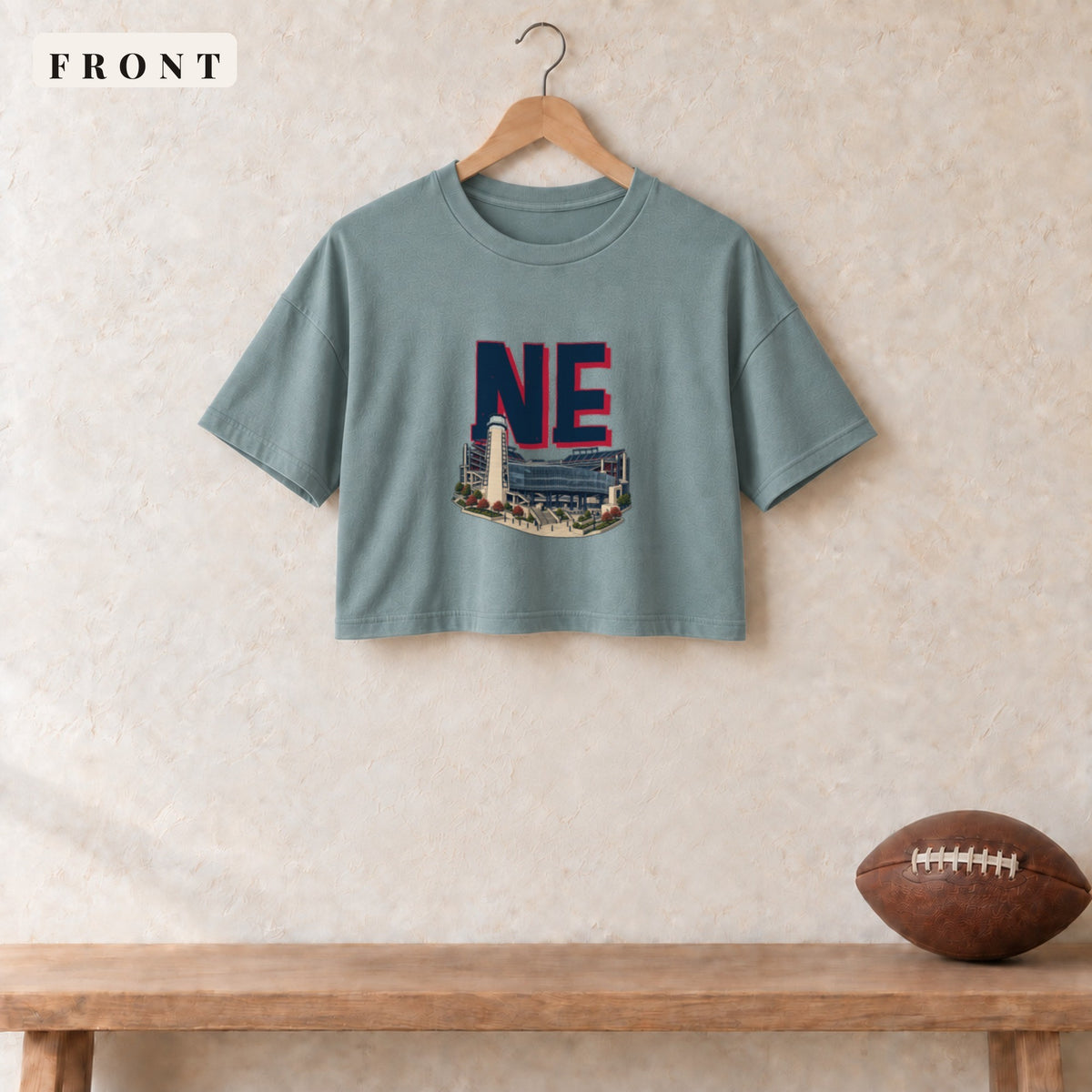 Women's Crop Tee · Mineral · front · New England Home Field Advantage women's crop tee in mineral