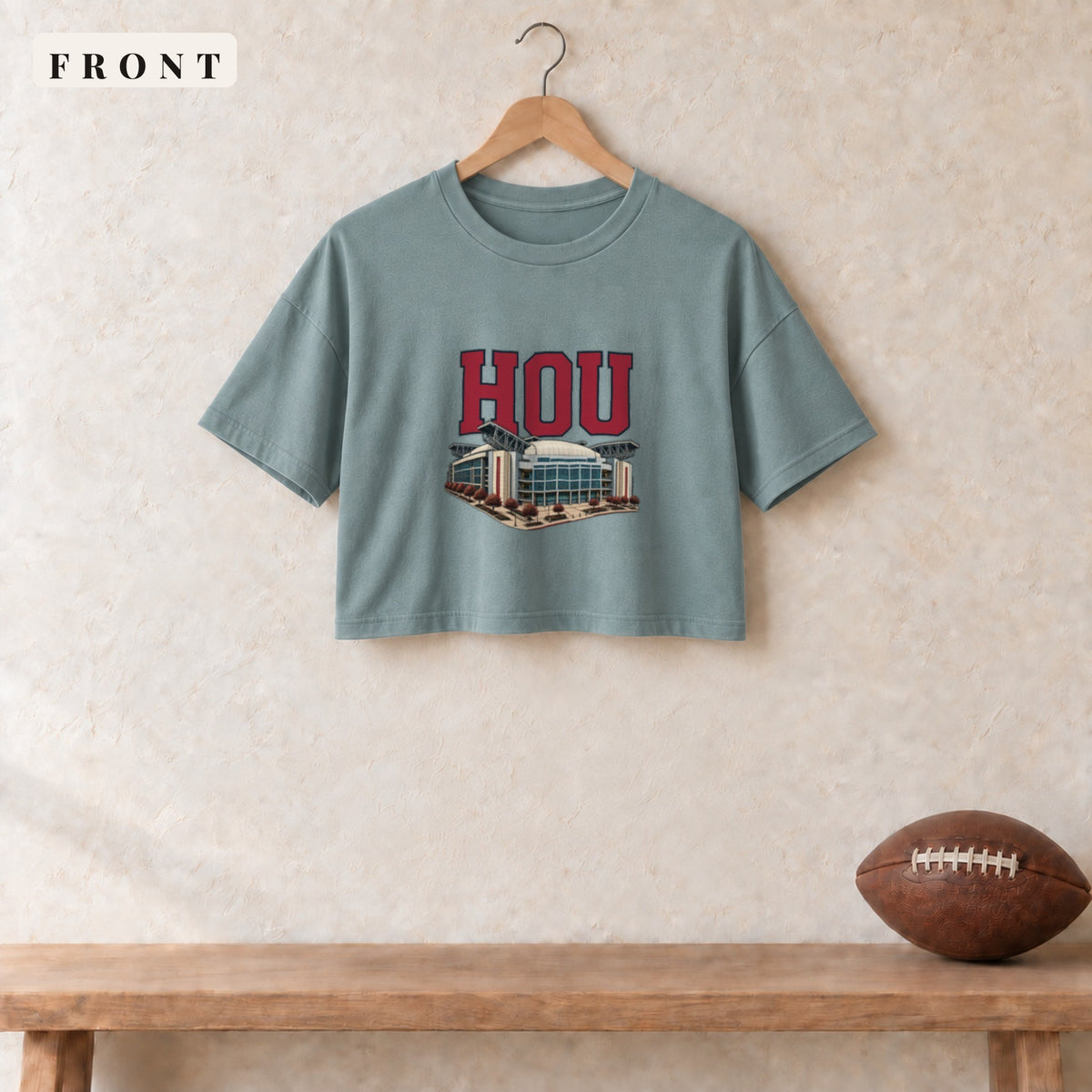 Women's Crop Tee · Mineral · front · Houston Home Field Advantage women's crop tee in mineral