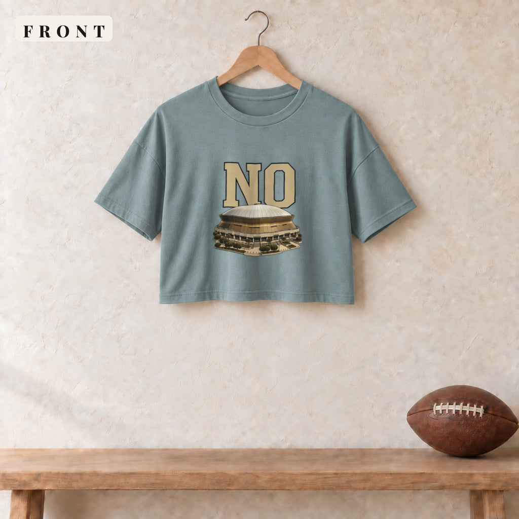 Women's Crop Tee · Mineral · front · New Orleans Home Field Advantage women's crop tee in mineral