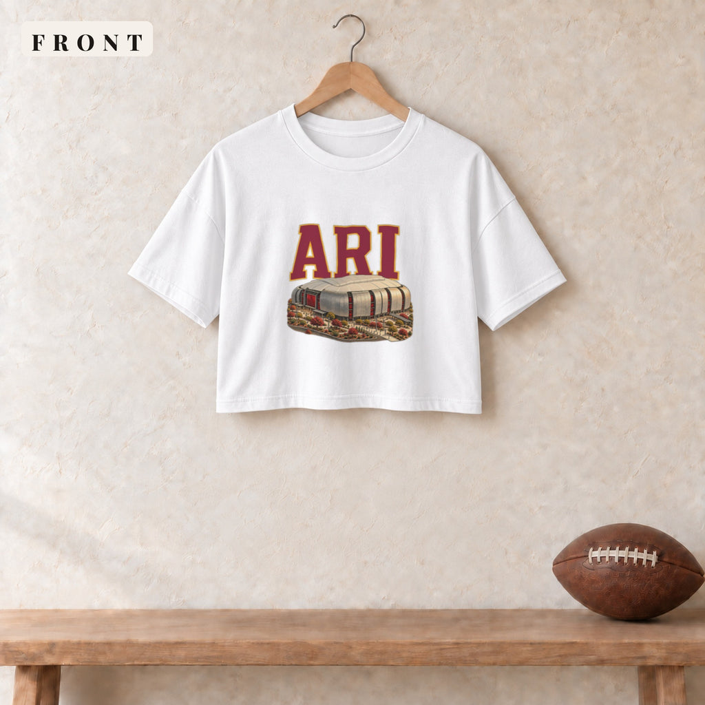 Women's Crop Tee · White · front · Arizona Home Field Advantage women's crop tee in white