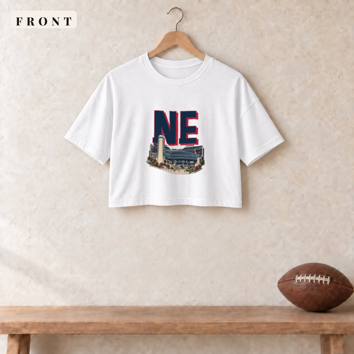 Women's Crop Tee · White · front · New England Home Field Advantage women's crop tee in white
