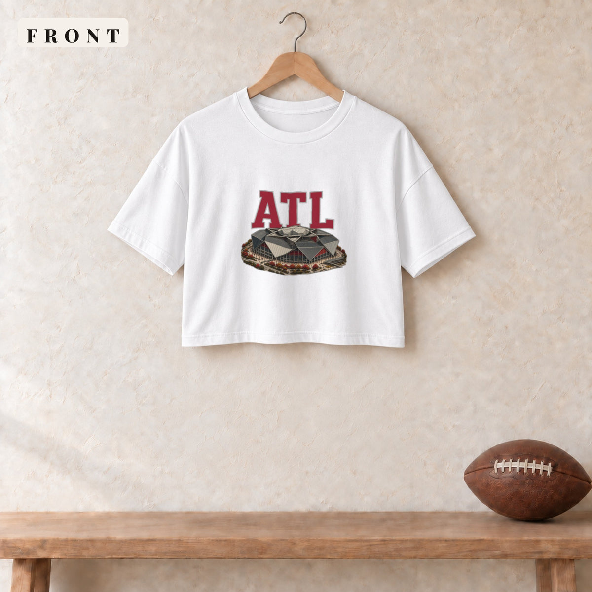Women's Crop Tee · White · front · Atlanta Home Field Advantage women's crop tee in white