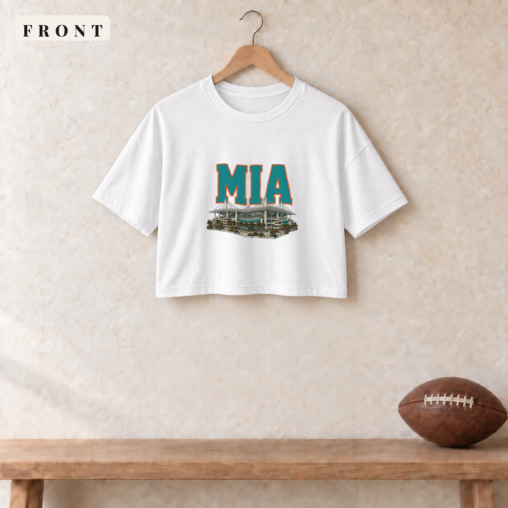 Women's Crop Tee · White · front · Miami Home Field Advantage women's crop tee in white