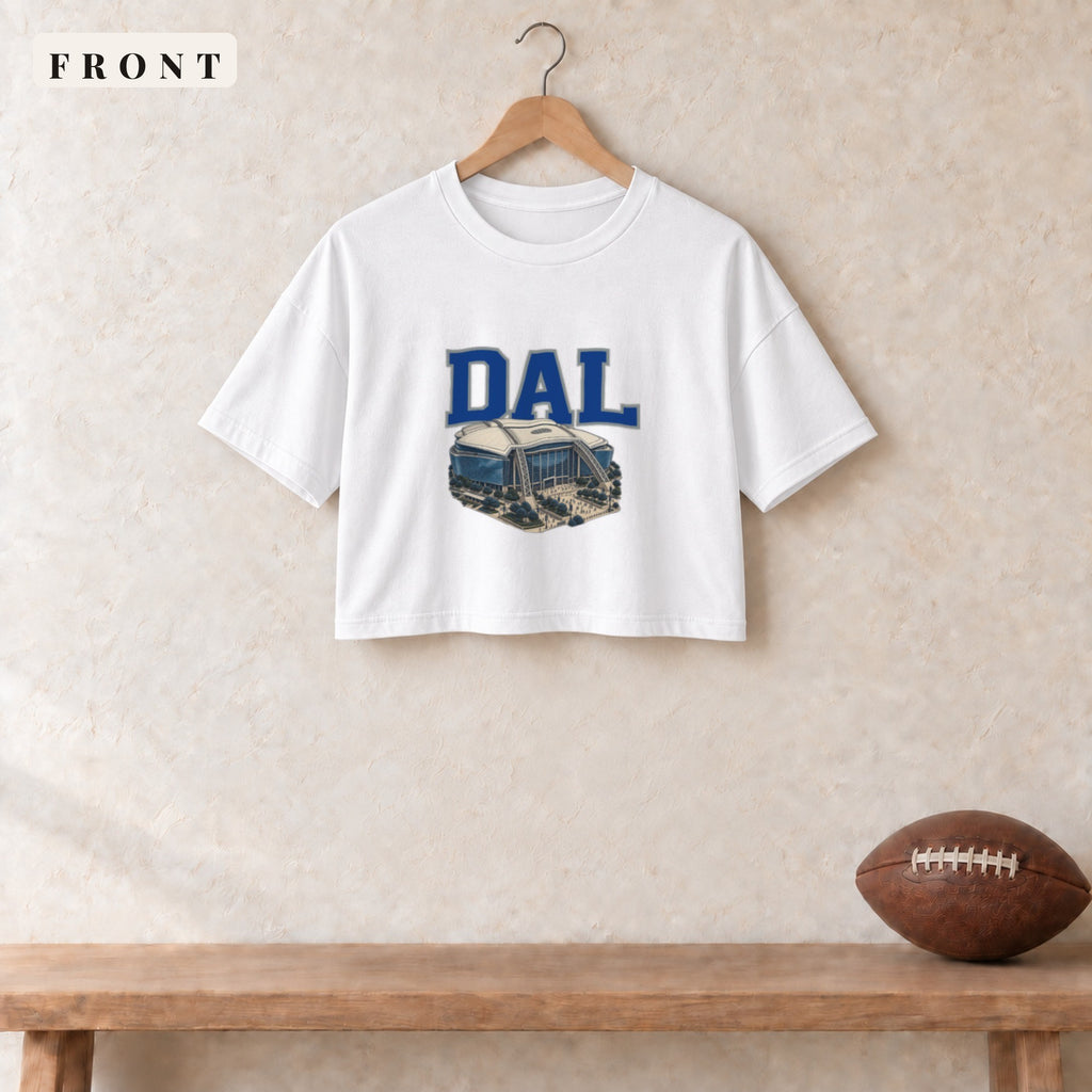 Women's Crop Tee · White · front · Dallas Home Field Advantage women's crop tee in white
