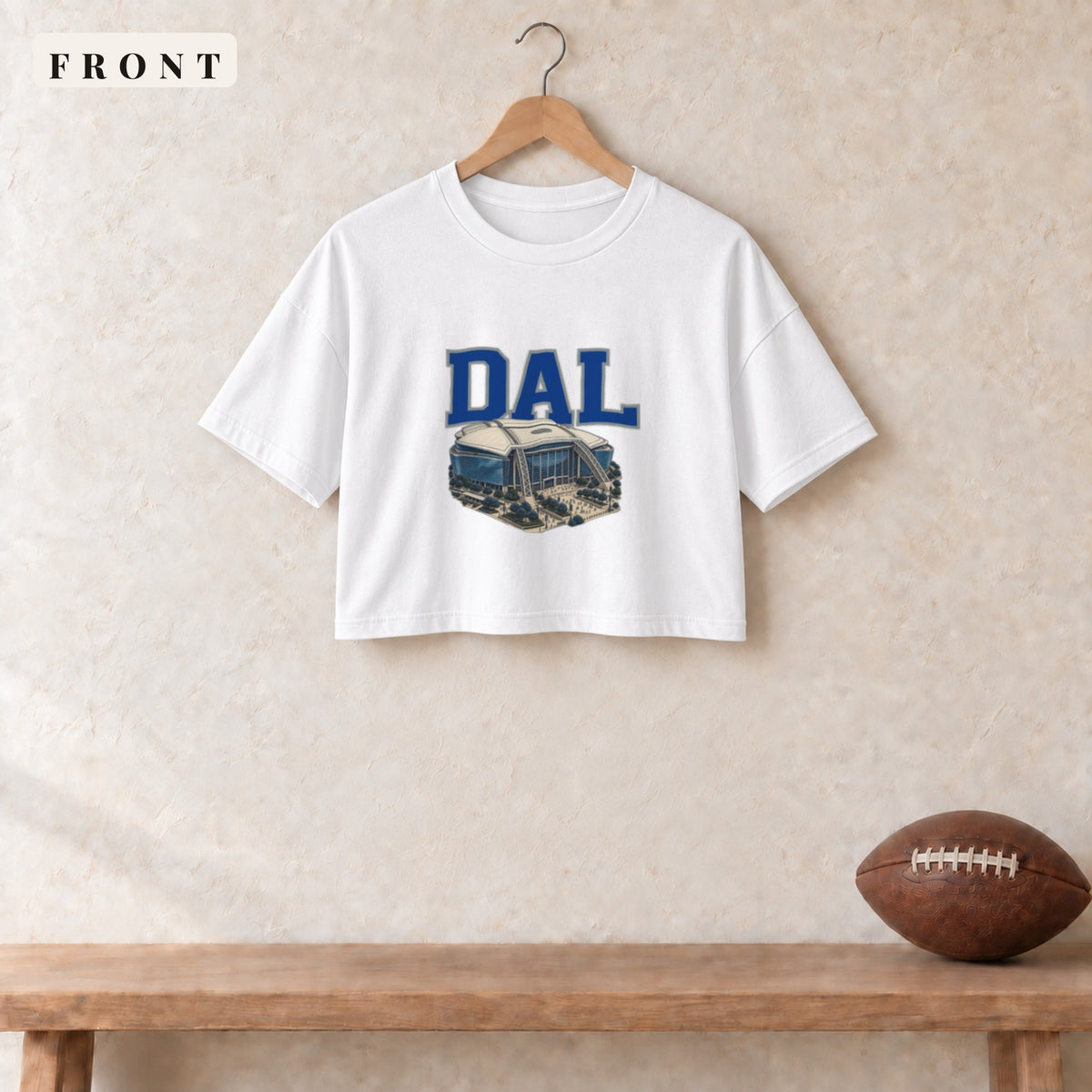 Women's Crop Tee · White · front · Dallas Home Field Advantage women's crop tee in white