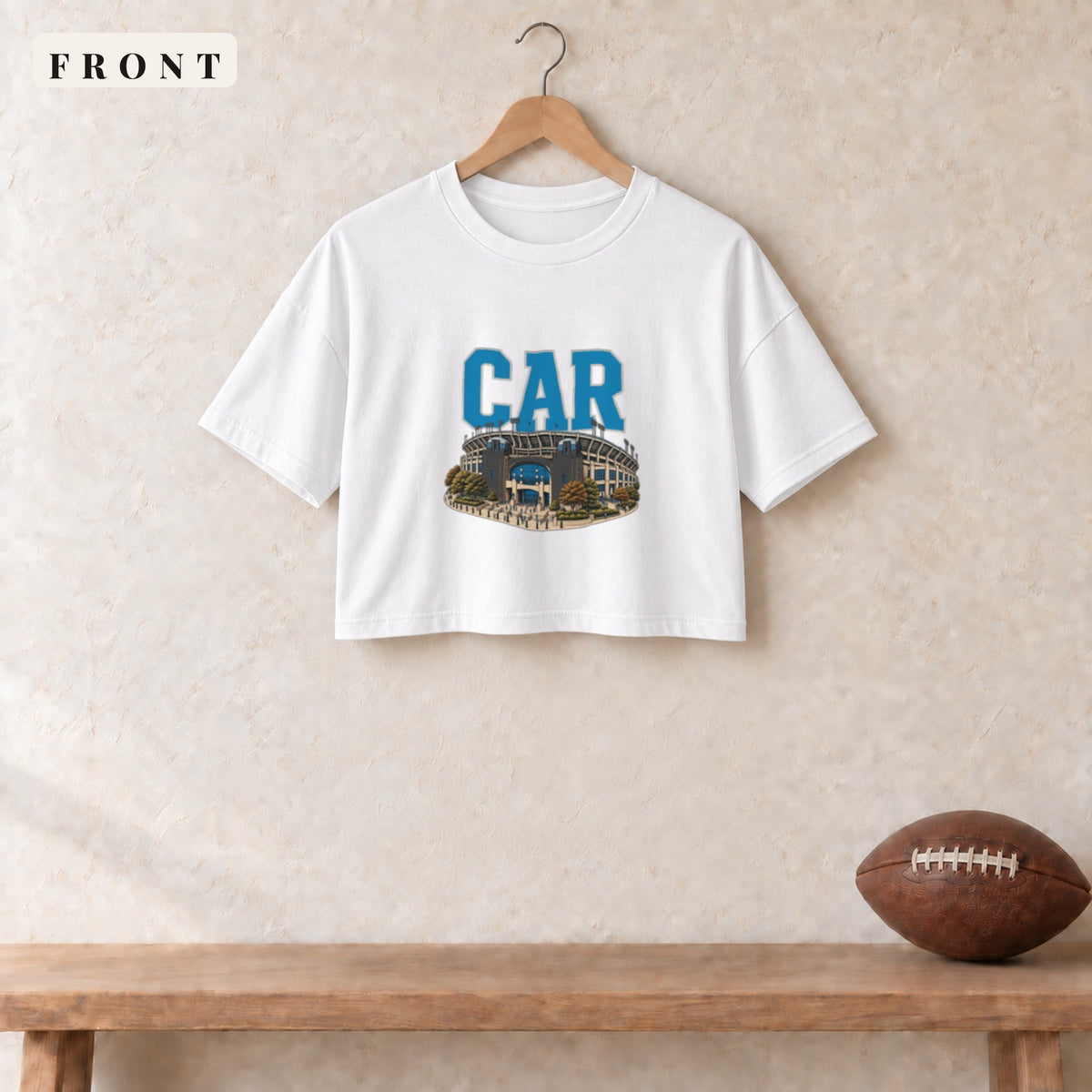 Women's Crop Tee · White · front · Carolina Home Field Advantage women's crop tee in white