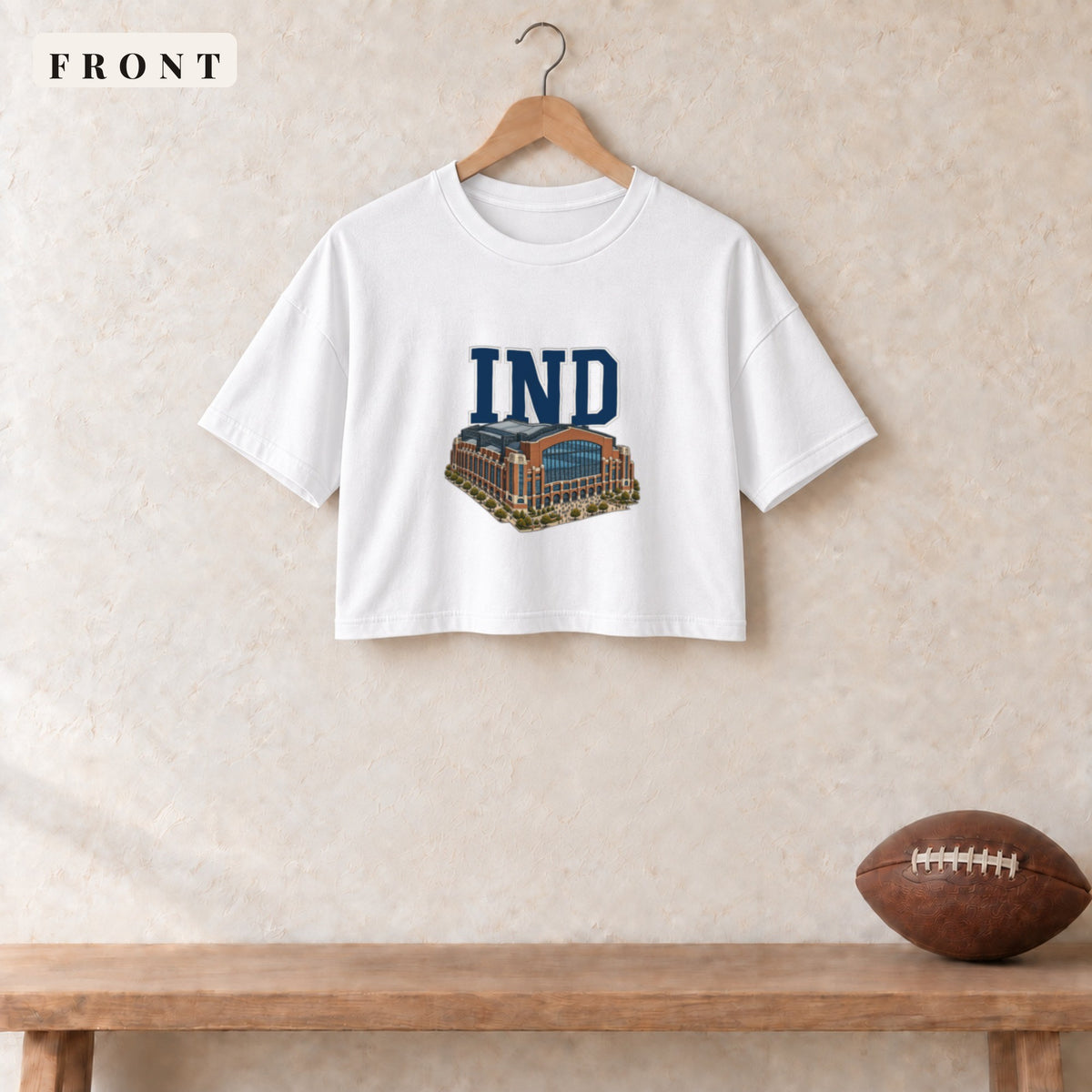 Women's Crop Tee · White · front · Indianapolis Home Field Advantage women's crop tee in white