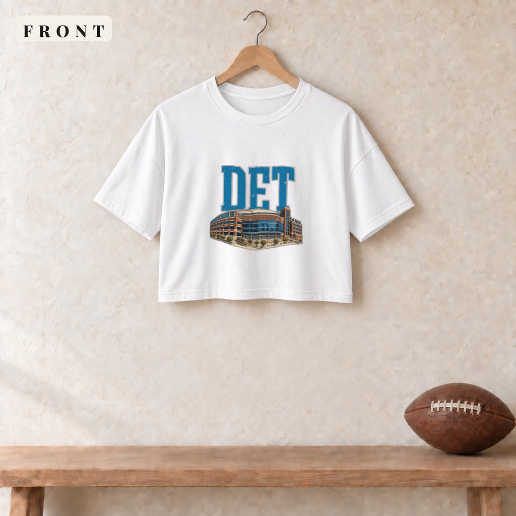 Women's Crop Tee · White · front · Detroit Home Field Advantage women's crop tee in white