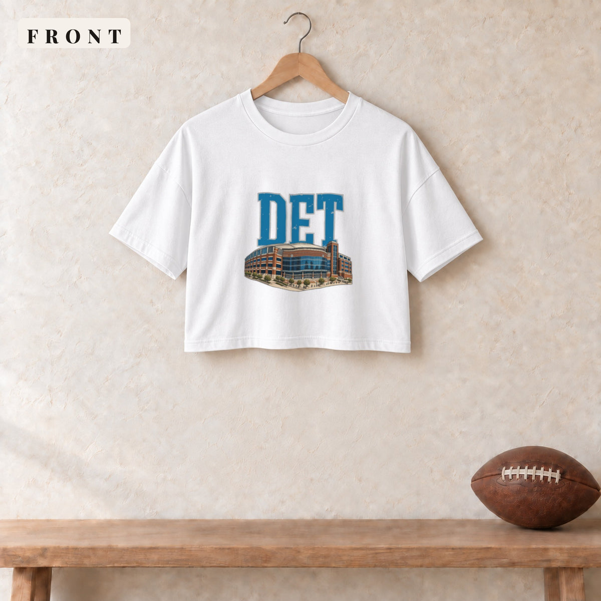 Women's Crop Tee · White · front · Detroit Home Field Advantage women's crop tee in white