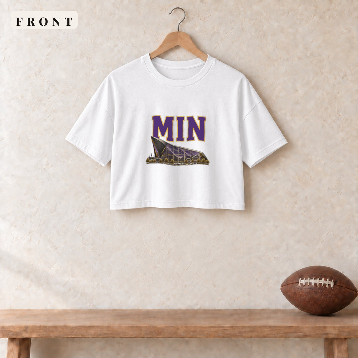 Women's Crop Tee · White · front · Minnesota Home Field Advantage women's crop tee in white