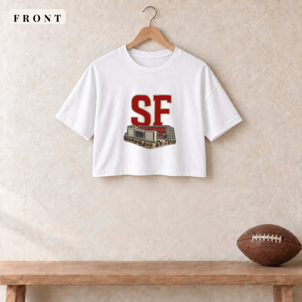 Women's Crop Tee · White · front · San Francisco Home Field Advantage women's crop tee in white