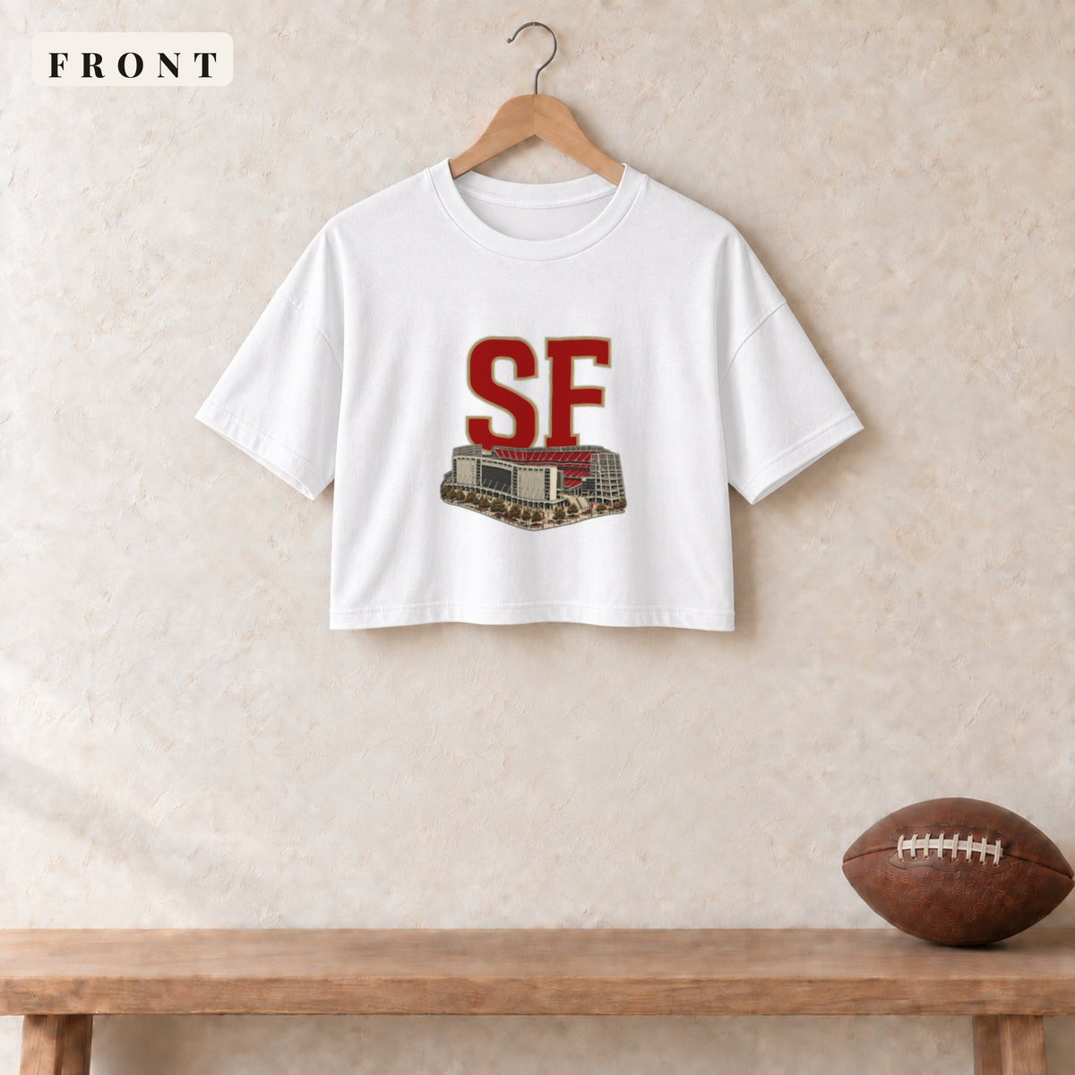 Women's Crop Tee · White · front · San Francisco Home Field Advantage women's crop tee in white