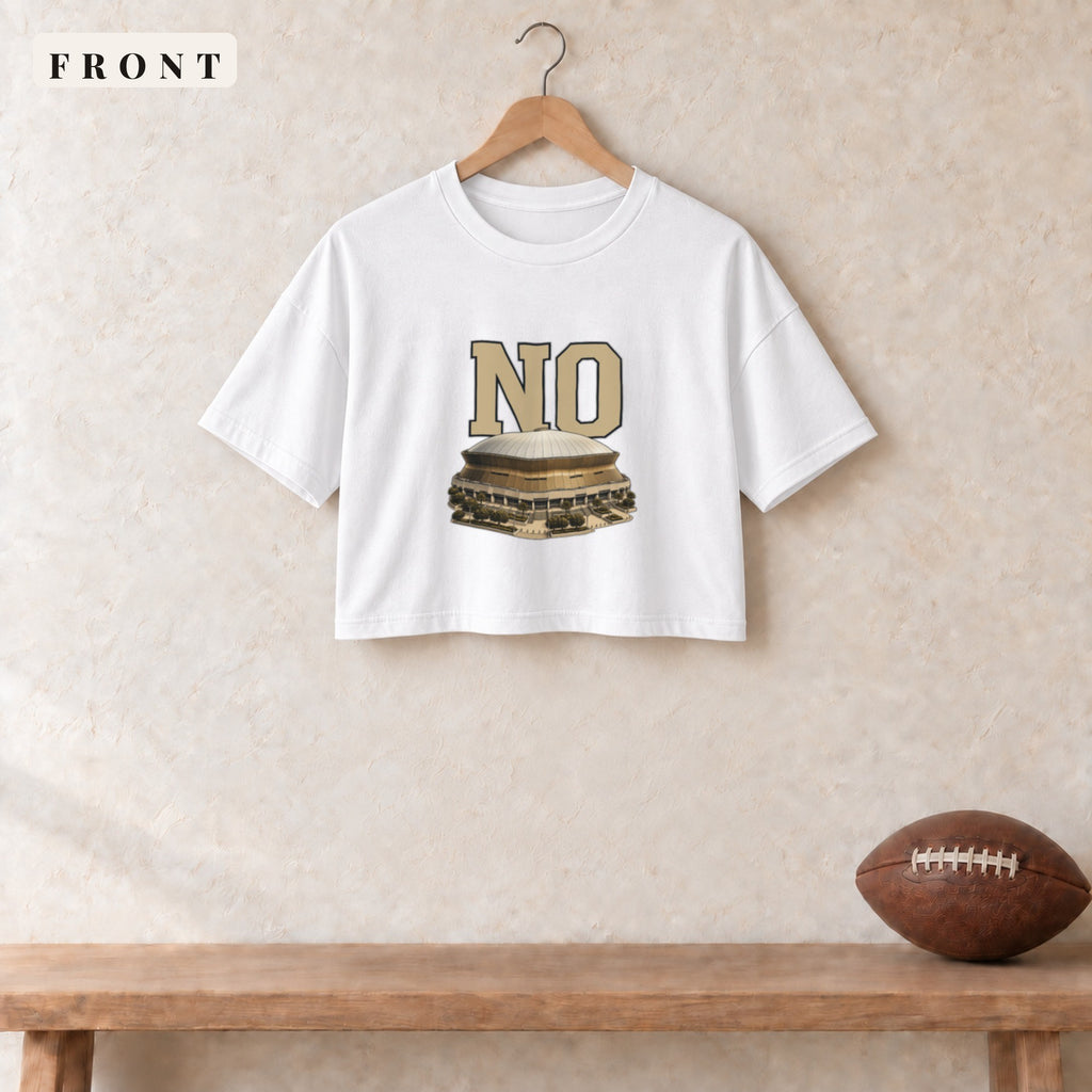 Women's Crop Tee · White · front · New Orleans Home Field Advantage women's crop tee in white