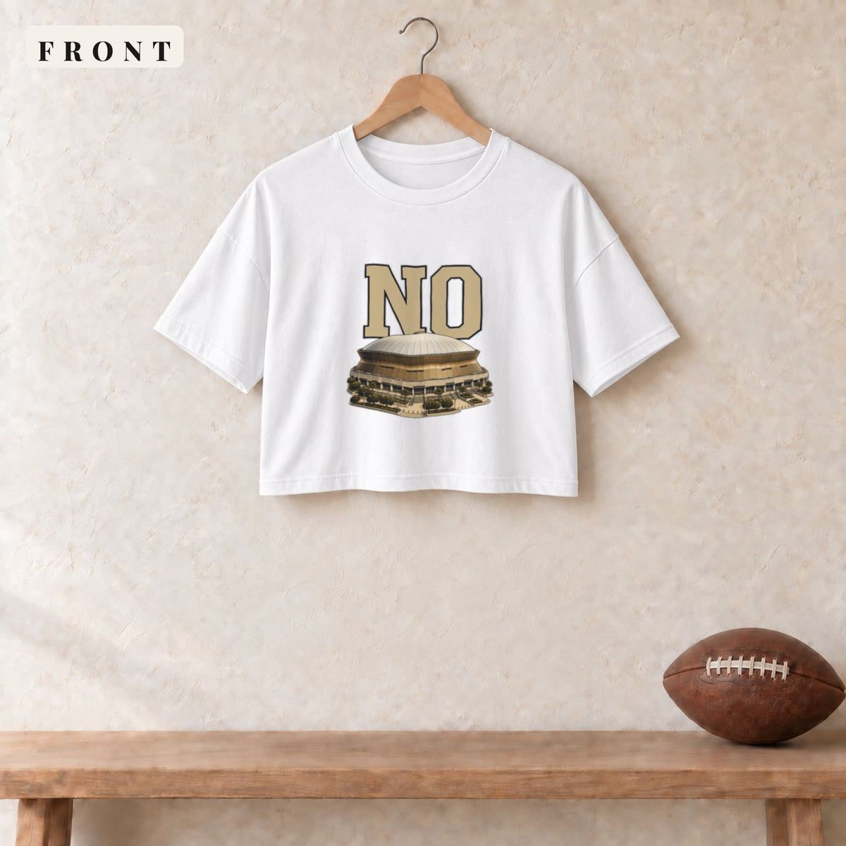 Women's Crop Tee · White · front · New Orleans Home Field Advantage women's crop tee in white