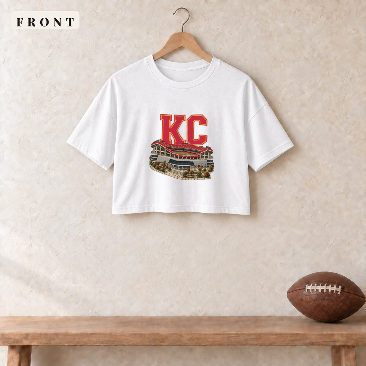 Women's Crop Tee · White · front · Kansas City Home Field Advantage women's crop tee in white