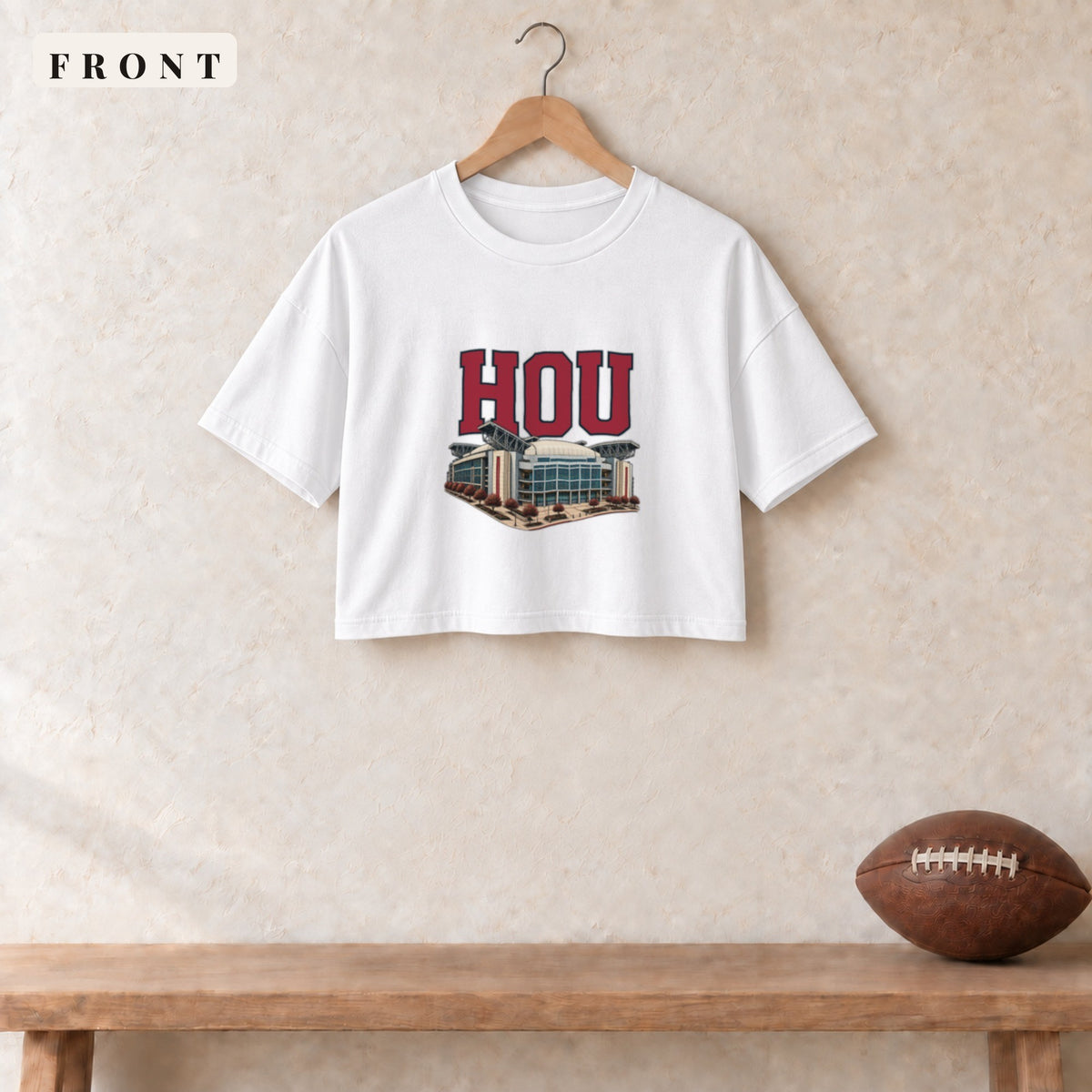 Women's Crop Tee · White · front · Houston Home Field Advantage women's crop tee in white