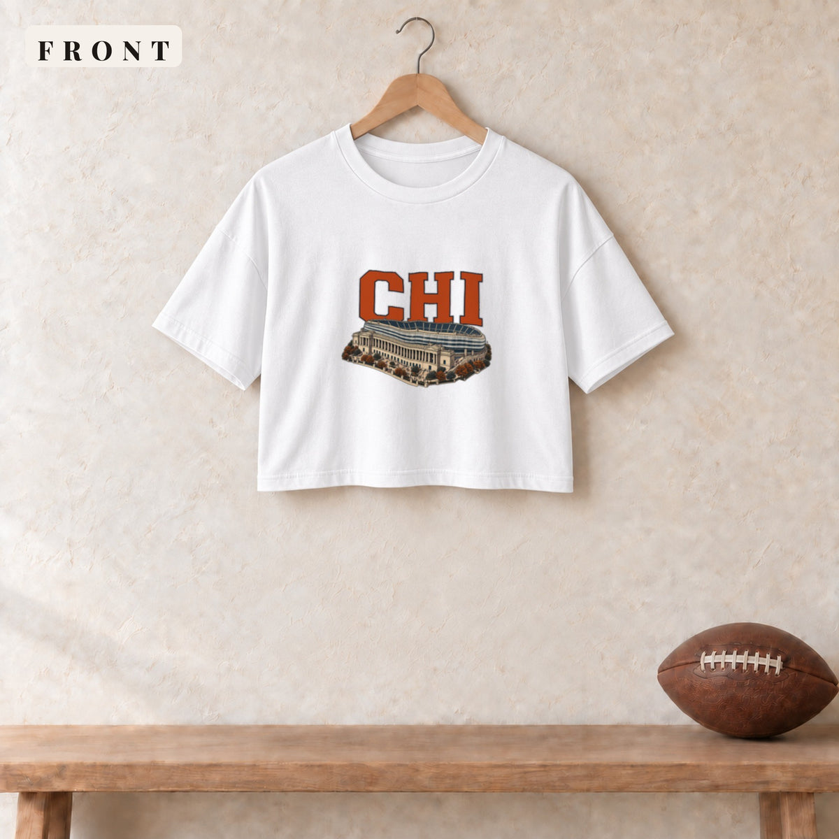 Women's Crop Tee · White · front · Chicago Home Field Advantage women's crop tee in white