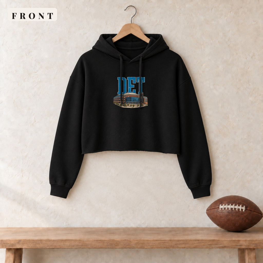 Women's Cropped Hoodie · Black · front · Detroit Home Field Advantage women's cropped hoodie in black