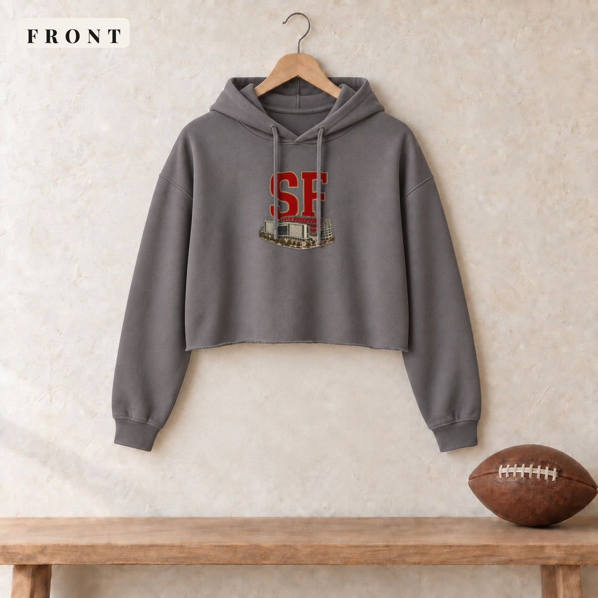 Women's Cropped Hoodie · Storm · front · San Francisco Home Field Advantage women's cropped hoodie in storm