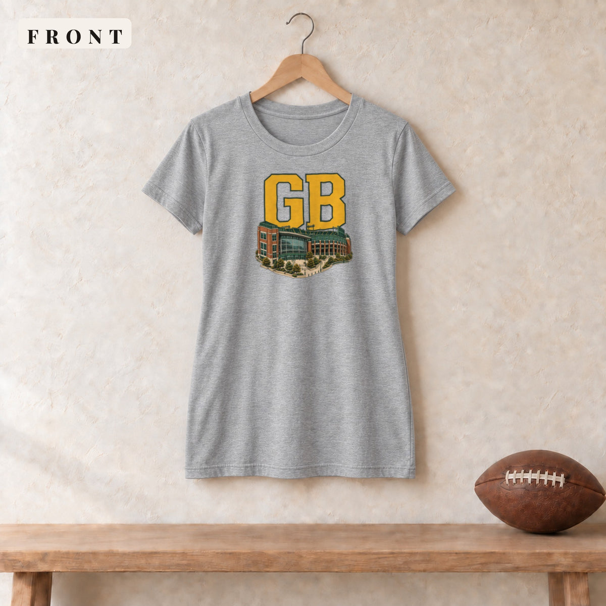 Women's Relaxed Tee · Athletic Heather · front · Green Bay Home Field Advantage women's relaxed tee in athletic heather