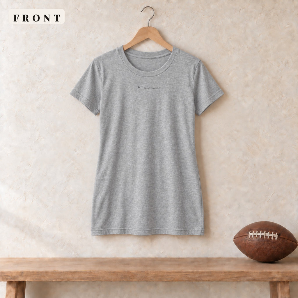 Women's Relaxed Tee · Athletic Heather · front · The Sunday Acre Logo women's relaxed tee in athletic heather
