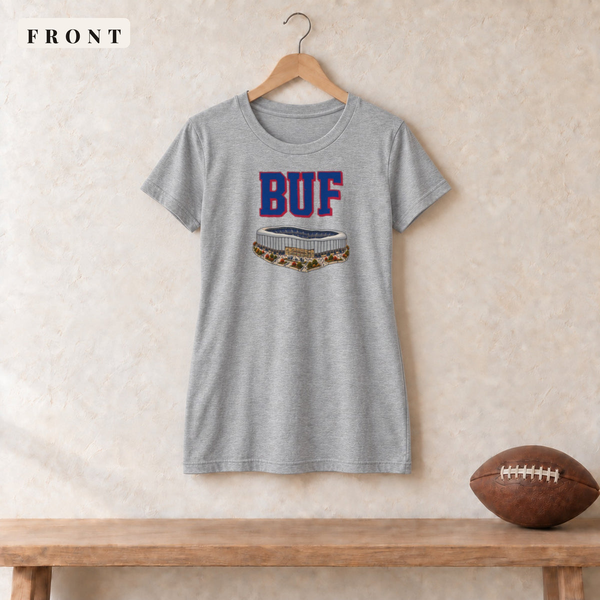 Women's Relaxed Tee · Athletic Heather · front · Buffalo Home Field Advantage women's relaxed tee in athletic heather