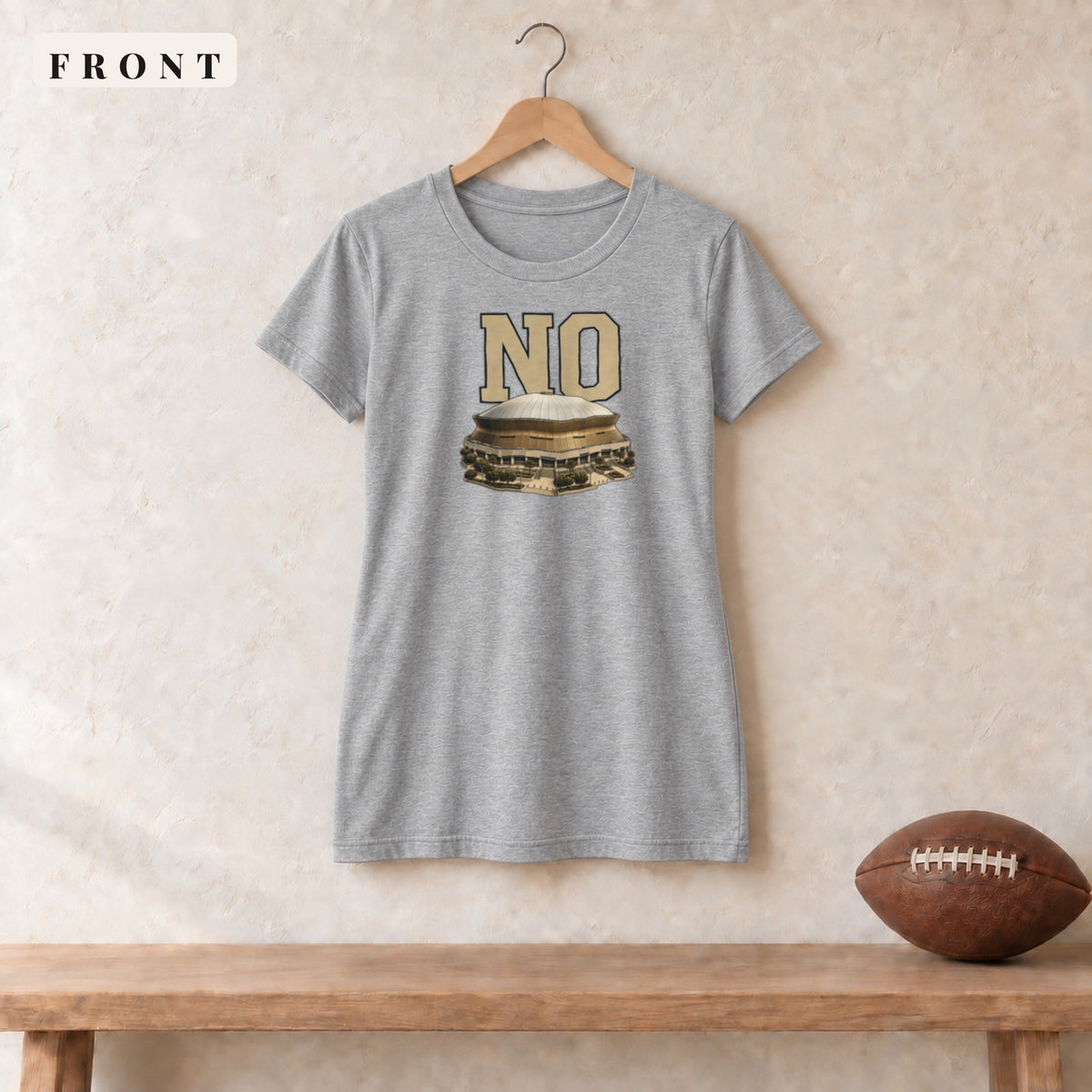 Women's Relaxed Tee · Athletic Heather · front · New Orleans Home Field Advantage women's relaxed tee in athletic heather