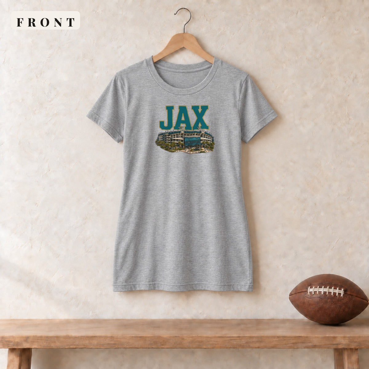 Women's Relaxed Tee · Athletic Heather · front · Jacksonville Home Field Advantage women's relaxed tee in athletic heather