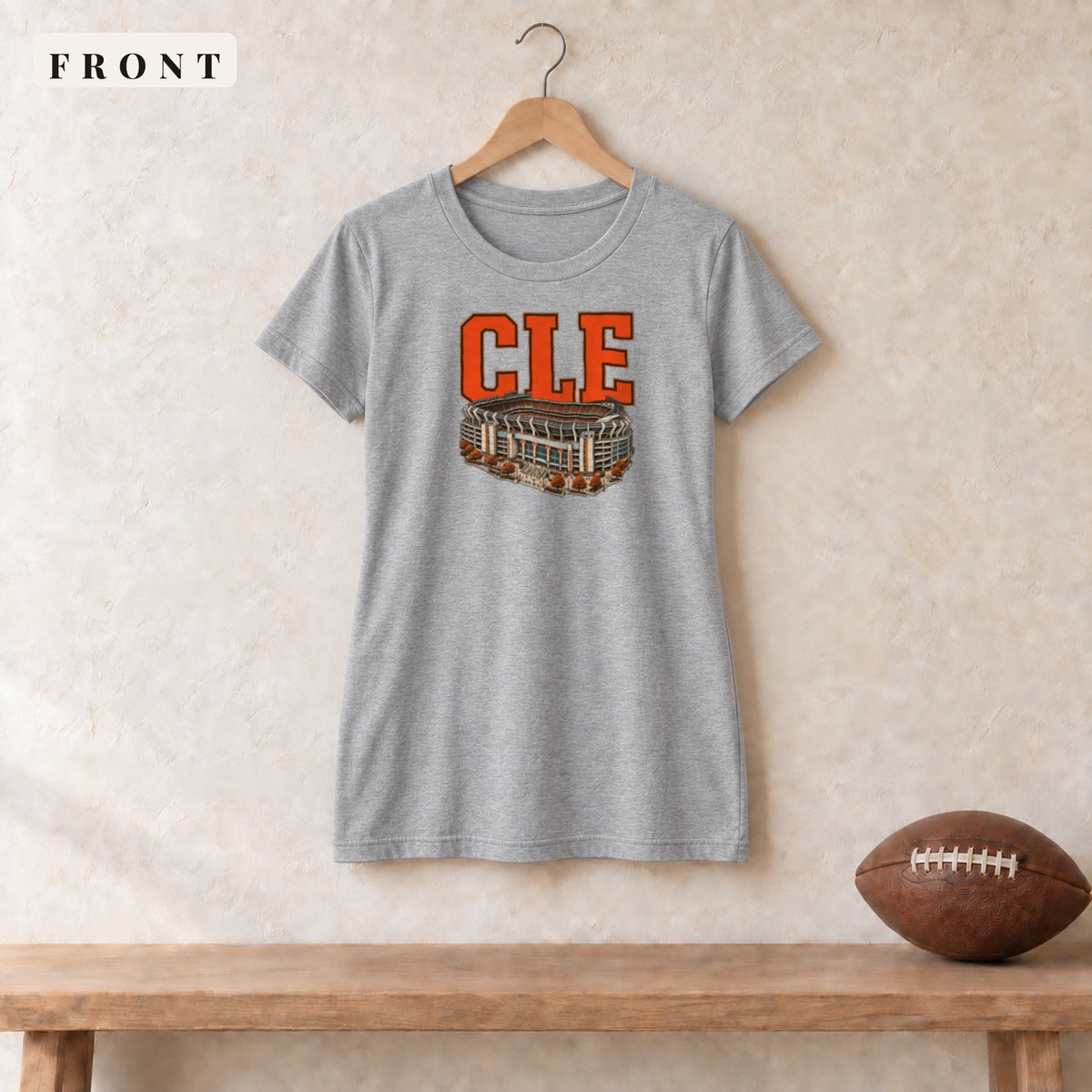 Women's Relaxed Tee · Athletic Heather · front · Cleveland Home Field Advantage women's relaxed tee in athletic heather