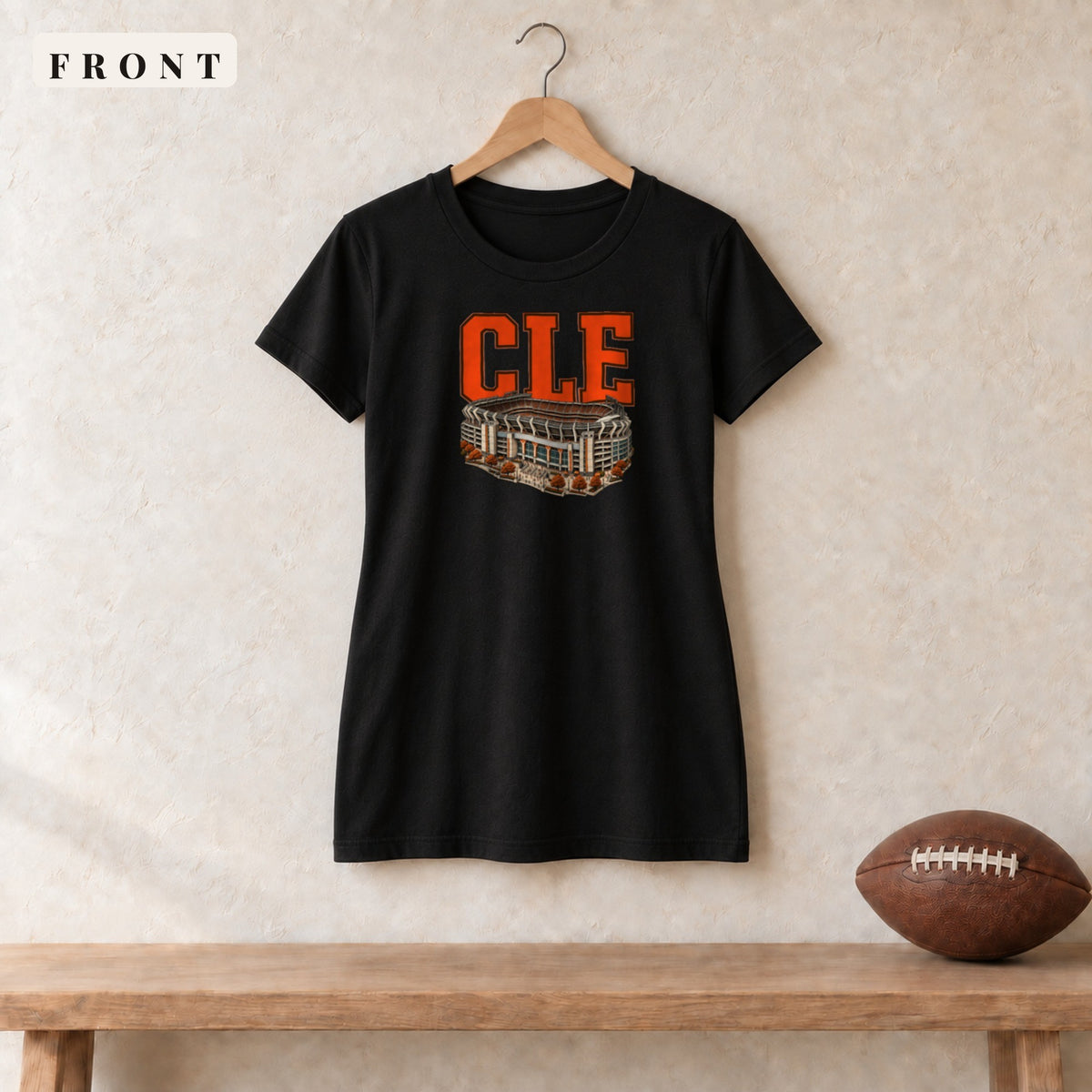 Women's Relaxed Tee · Black · front · Cleveland Home Field Advantage women's relaxed tee in black