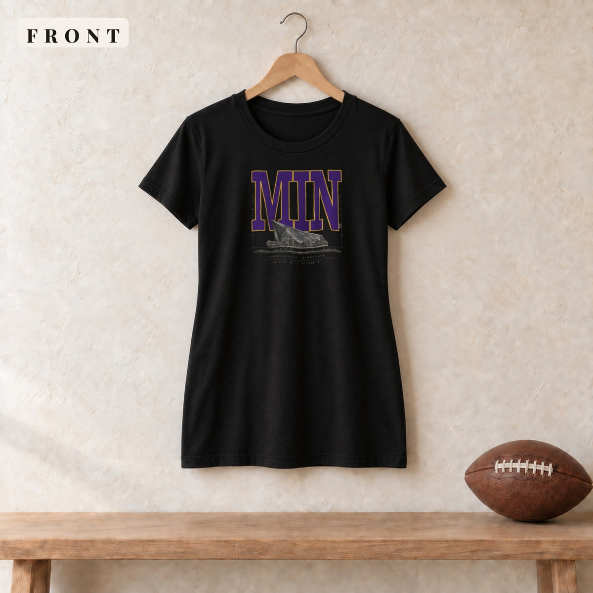 Women's Relaxed Tee · Black · front · Minnesota Blueprint City women's relaxed tee in black