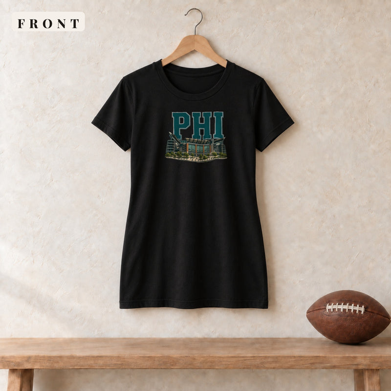 Women's Relaxed Tee · Black · front · Philadelphia Home Field Advantage women's relaxed tee in black