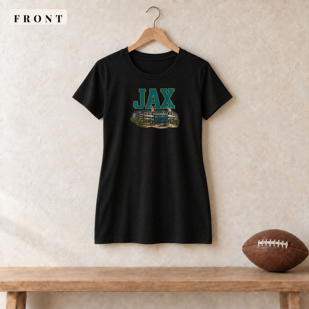 Women's Relaxed Tee · Black · front · Jacksonville Home Field Advantage women's relaxed tee in black