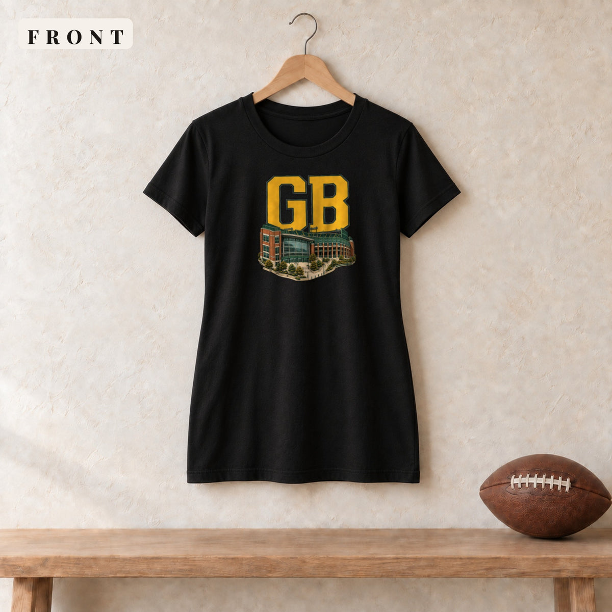 Women's Relaxed Tee · Black · front · Green Bay Home Field Advantage women's relaxed tee in black