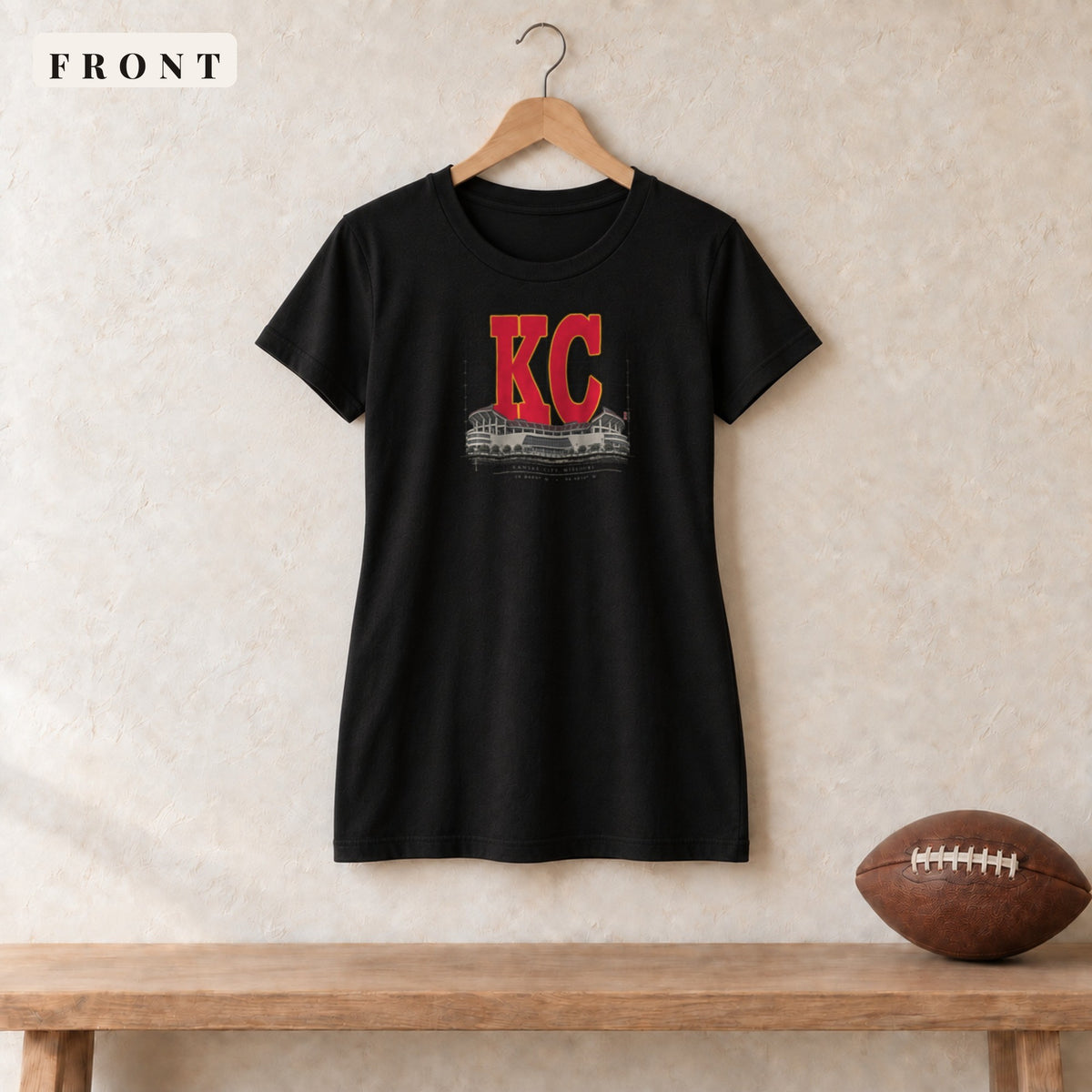 Women's Relaxed Tee · Black · front · Kansas City Blueprint City women's relaxed tee in black