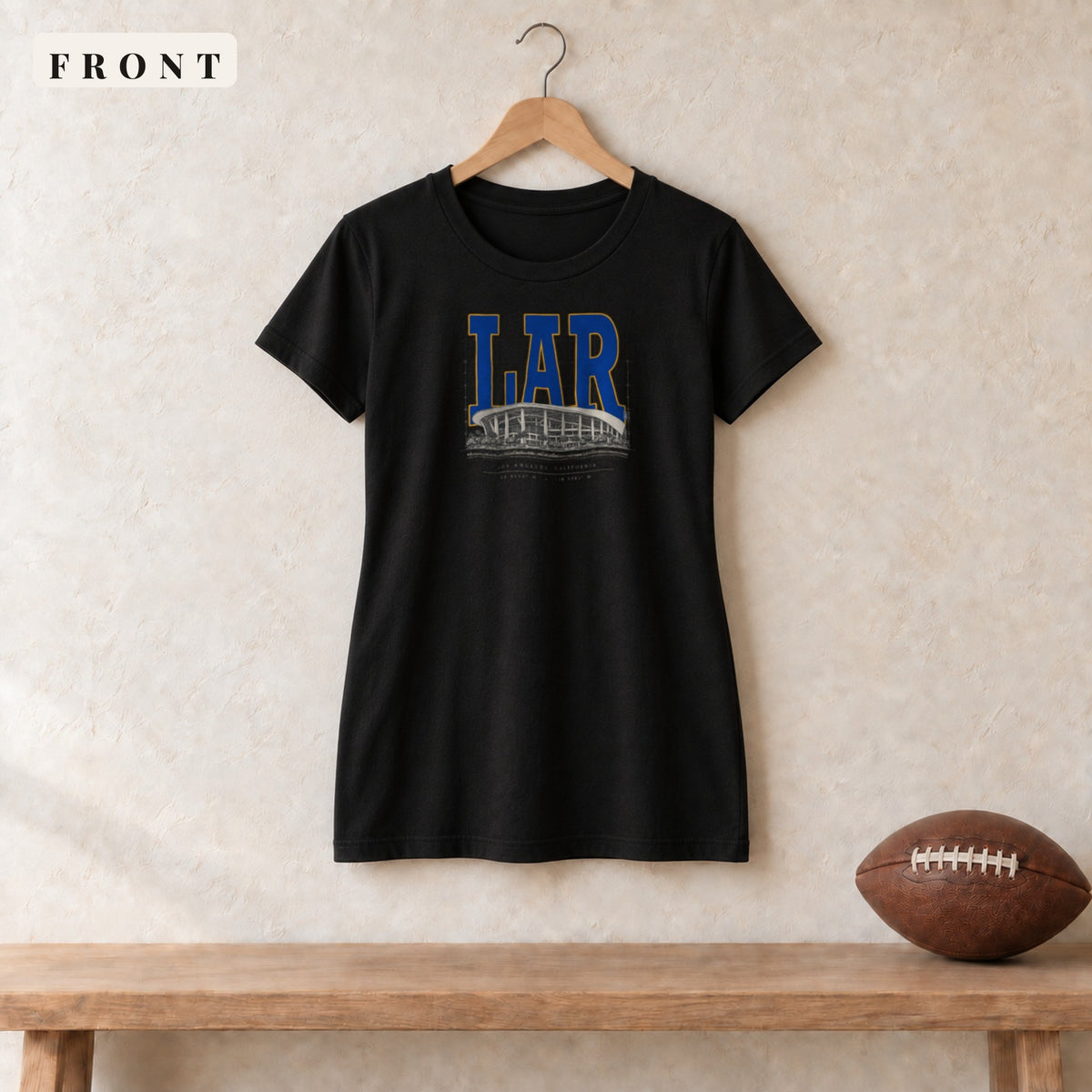 Women's Relaxed Tee · Black · front · Los Angeles Gold Blueprint City women's relaxed tee in black