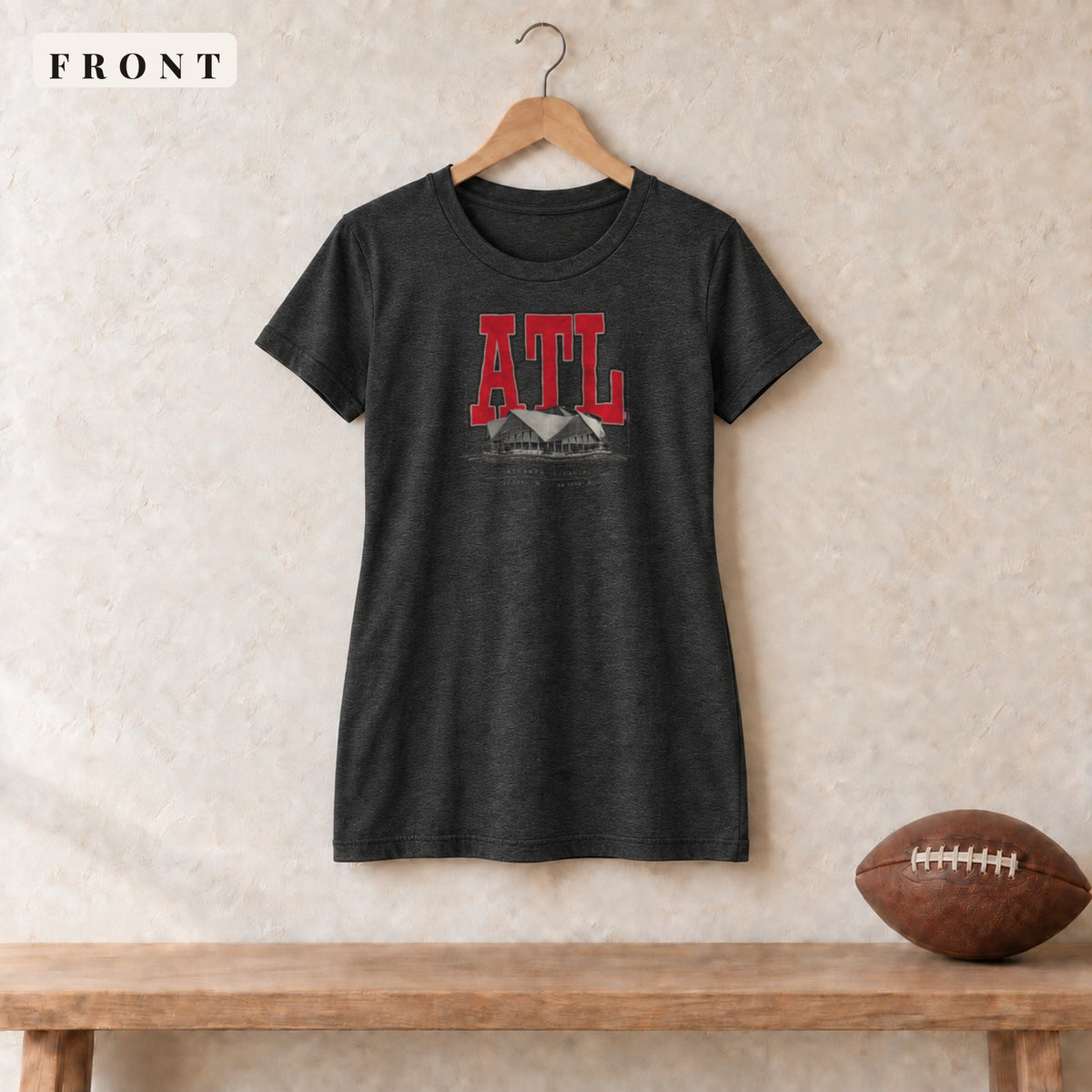Women's Relaxed Tee · Dark Grey Heather · front · Atlanta Blueprint City women's relaxed tee in dark grey heather