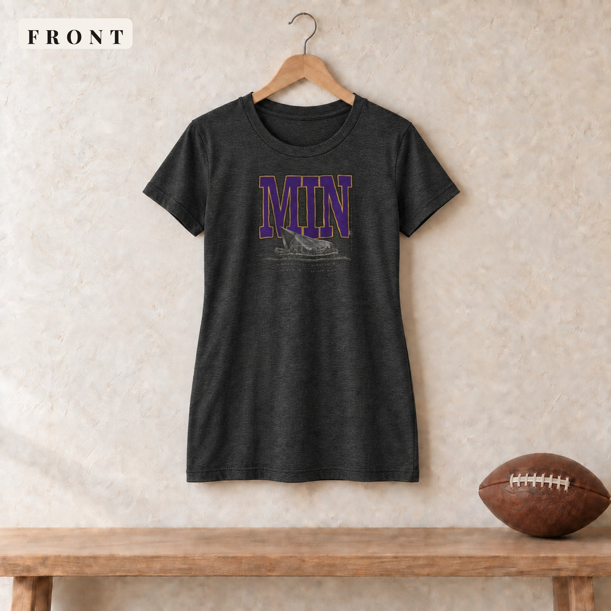 Women's Relaxed Tee · Dark Grey Heather · front · Minnesota Blueprint City women's relaxed tee in dark grey heather