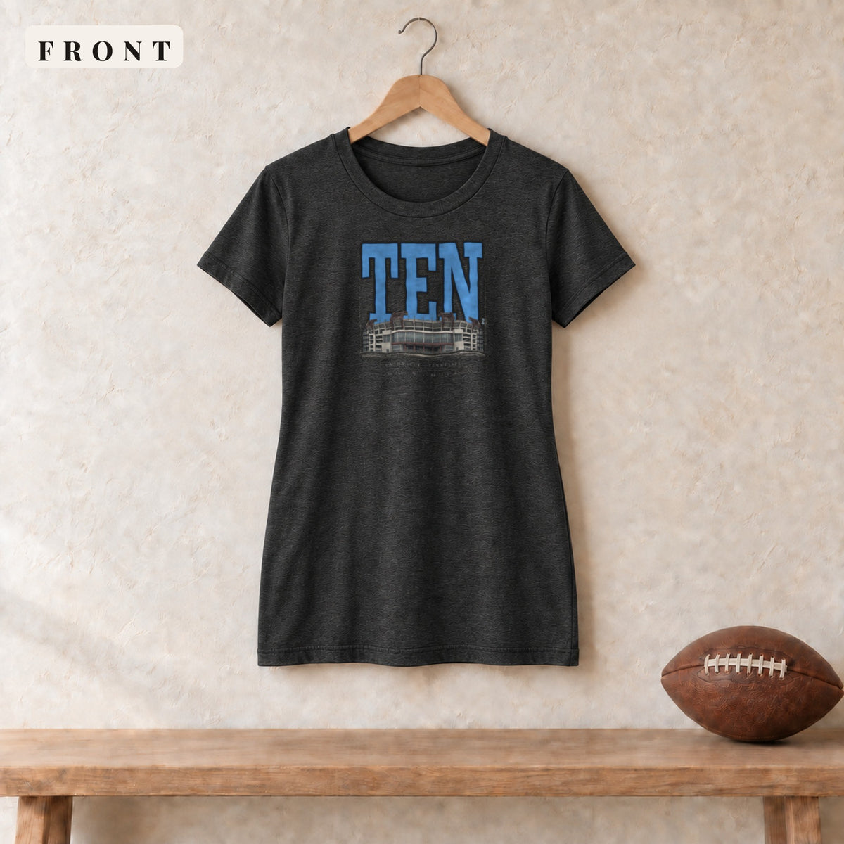 Women's Relaxed Tee · Dark Grey Heather · front · Tennessee Blueprint City women's relaxed tee in dark grey heather