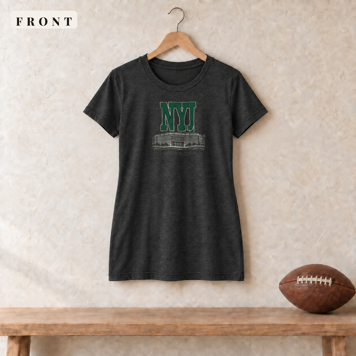 Women's Relaxed Tee · Dark Grey Heather · front · New York Green Blueprint City women's relaxed tee in dark grey heather